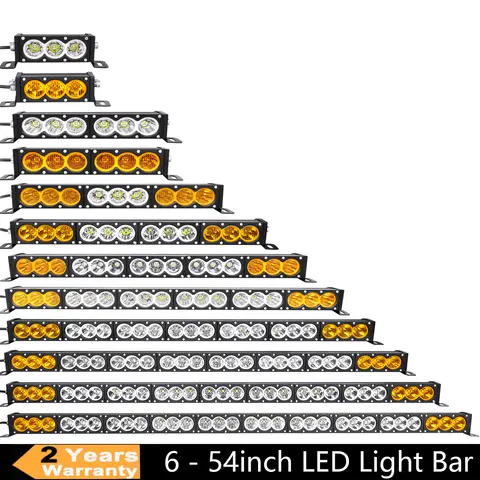 6-54 Zoll 30-300W LED Bar 4x4 mit 12V Kabelbaum Kit, LED-Lichtleiste für Offroad-Fahrzeuge LKW ATV, bernsteinfarbenes weißes Nebelscheinwerfer