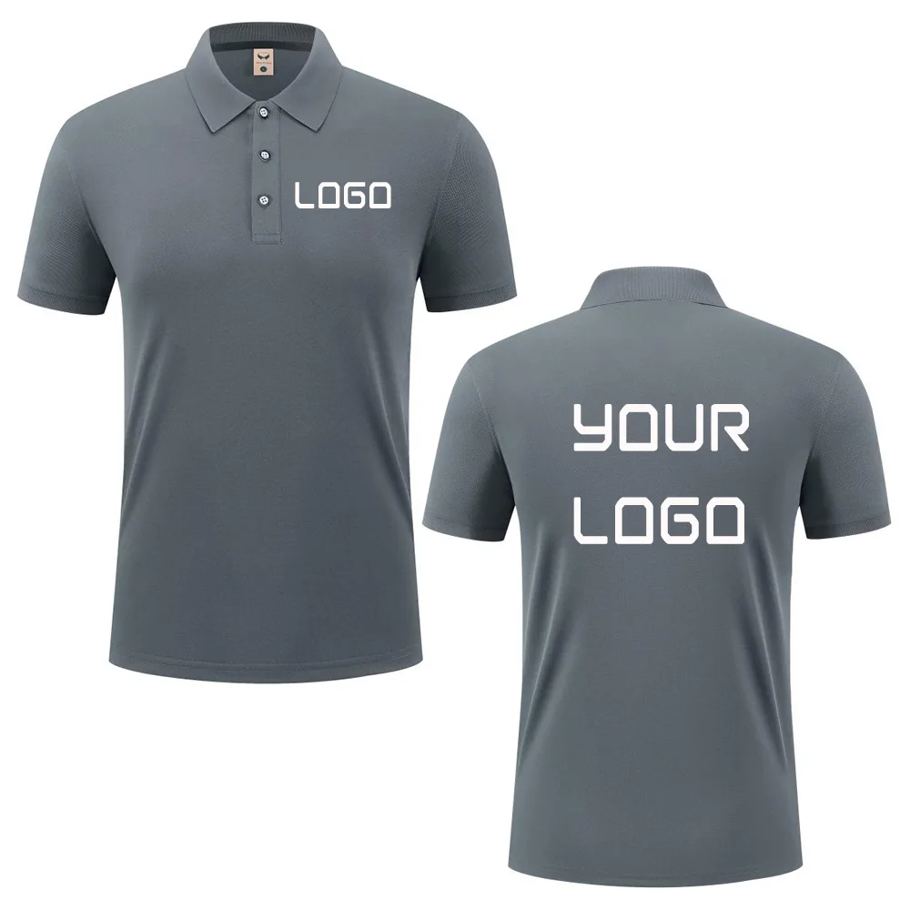 Summer casual polo shirt with custom logo print text image design, breathable workwear short sleeves, polo shirt for men women view 5