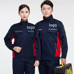 Spring Autumn Long Sleeved Working Clothes Suit Printed Logo Uniform Painter Factory Workshop Mechanic Electric Welder Repair