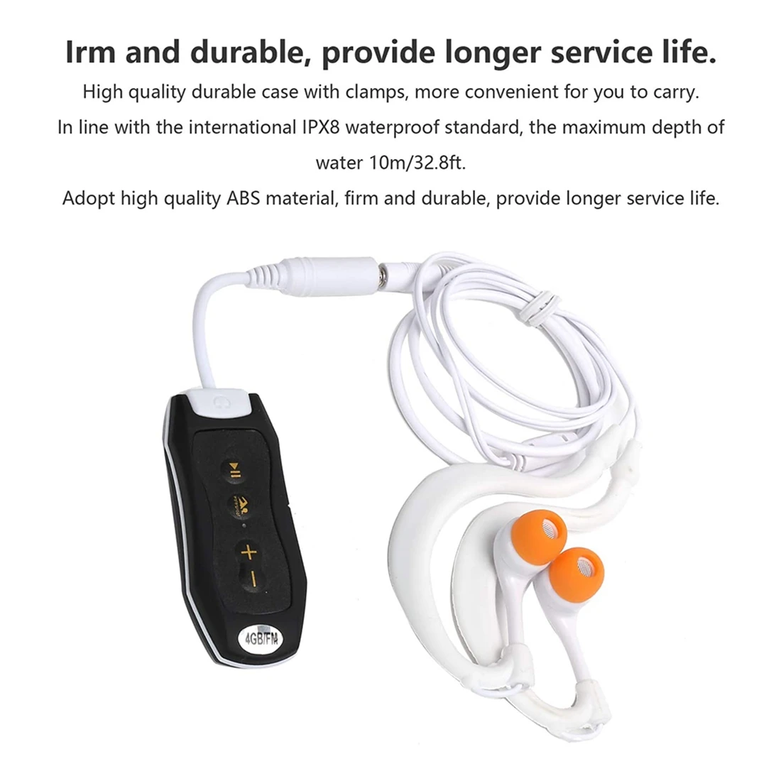 FM Radio IPX8 Waterproof MP3 Music Player Swimming Diving Earphone Headset Sport Stereo Bass Swim MP3,4G Blue