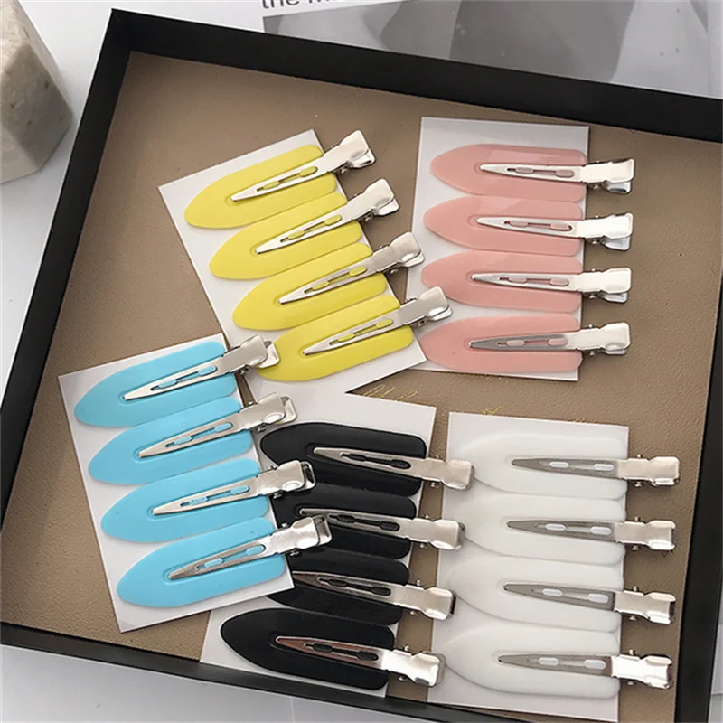 

4 шт., розовые бесшовные заколки для волос без изгиба, боковая челка, заколка для макияжа, мытье лица, аксессуары для волос для девочек, женская шпилька, инструмент для укладки