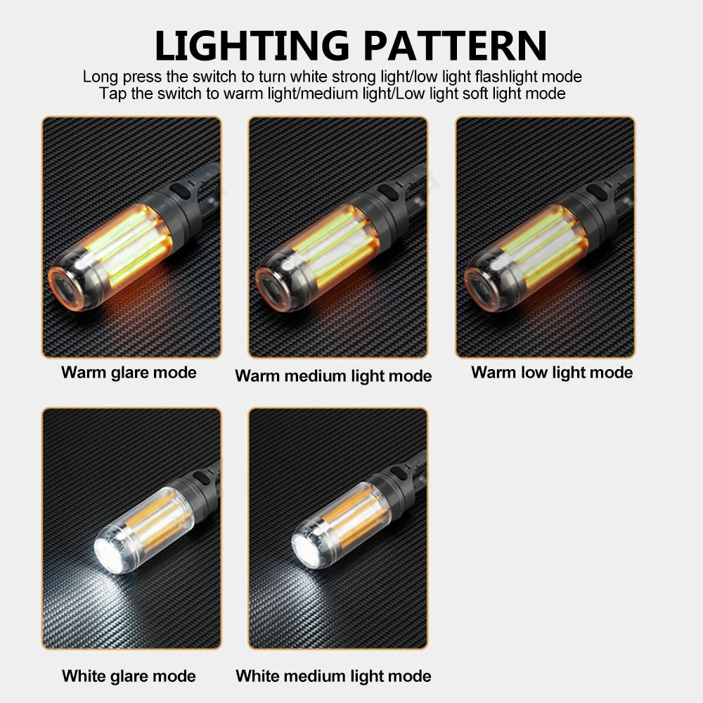 LED Camping Lantern Rechargeable Portable Flashlight Work Light 5  Modes Hanging Tent Lamp 8 Light Filaments Outdoor