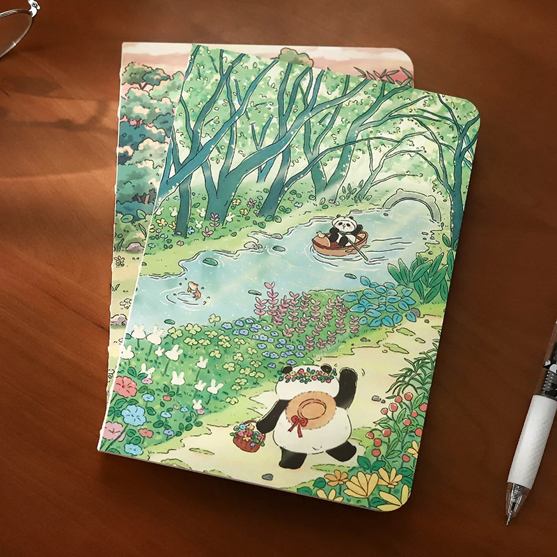 Cartoon Panda Cute Notebook Hardcover Bookbook Is A Portable Pocket Book Suitable For Students' Daily Learning And Note Taking