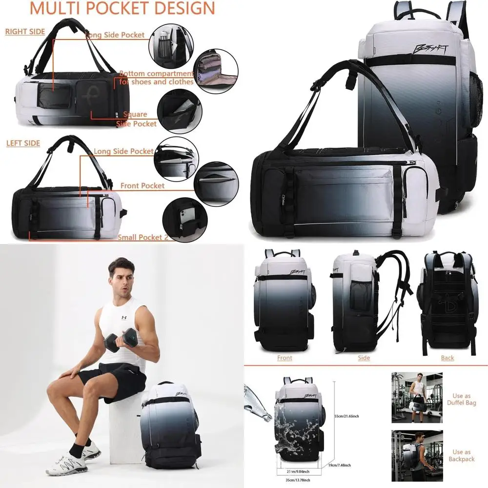 

Водонепроницаемый спортивный и дорожный рюкзак-трансформер объемом 40 л с отделением для обуви — прочная спортивная сумка для мужчин