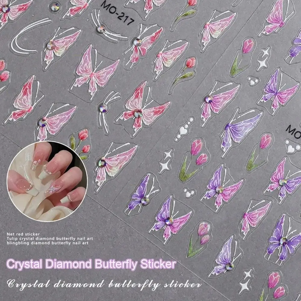 Aurora Butterfly 3D Nail Art Stickers autoadesivo Sparkling Nail Art decorazione dolce squisita Manicure decalcomania ragazza