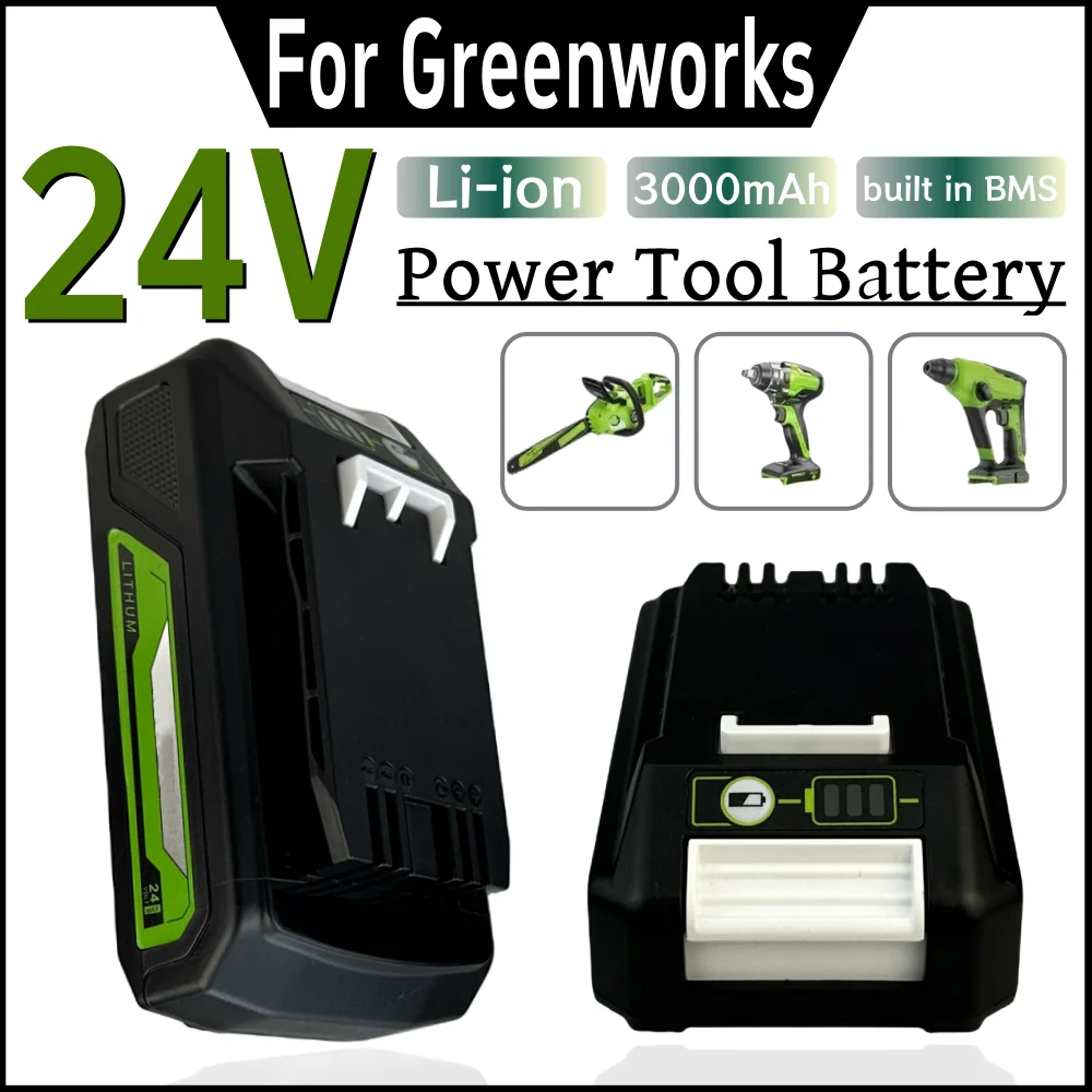 

For Greenworks 24V Power Tool Battery 3000mAh Li-ion Rechargeable Battery Replacement 29842 29852 BAG708 29322 21342