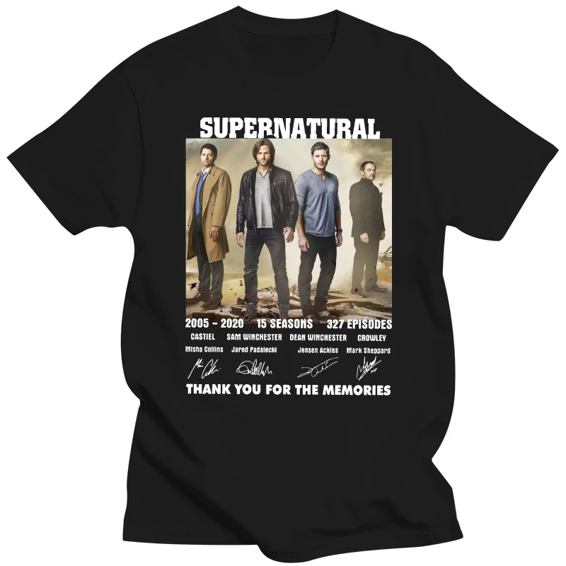 Supernatural T-shirt Cast Signed 15 Seasons 327 Episodes Tee Shirt Size S-5XL