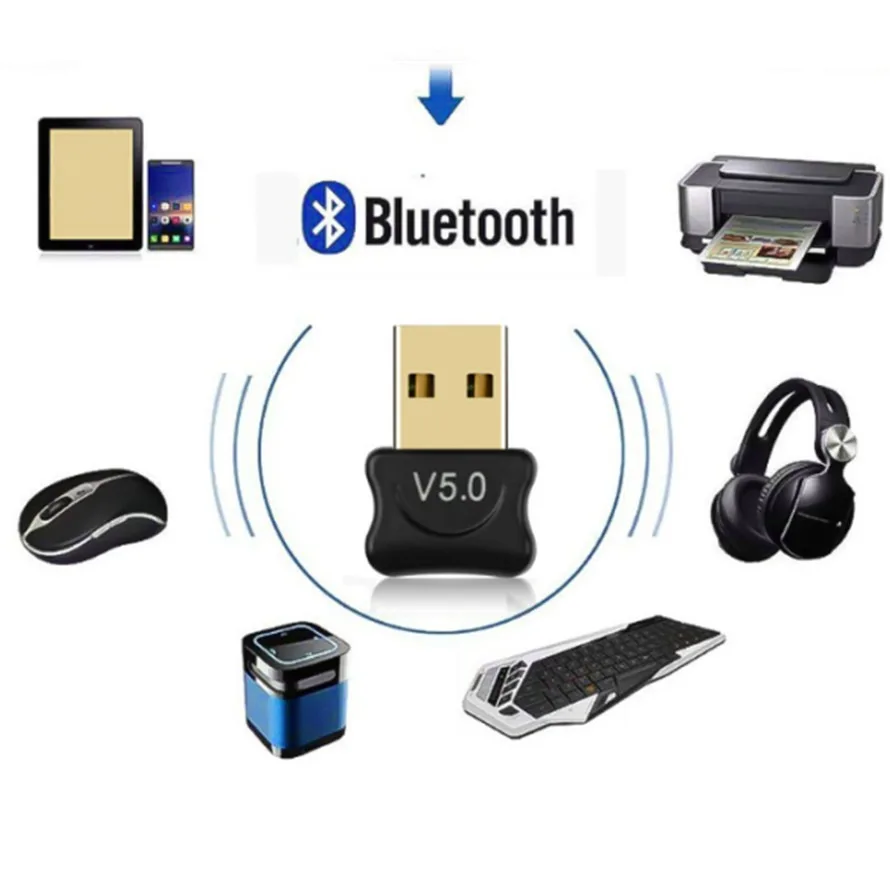Adaptador Dongle USB Bluetooth 5,0, receptor de transmisiones inalámbrico Bluetooth para PC, portátil, teclado, tableta, teléfono, impresora, altavoz de juego