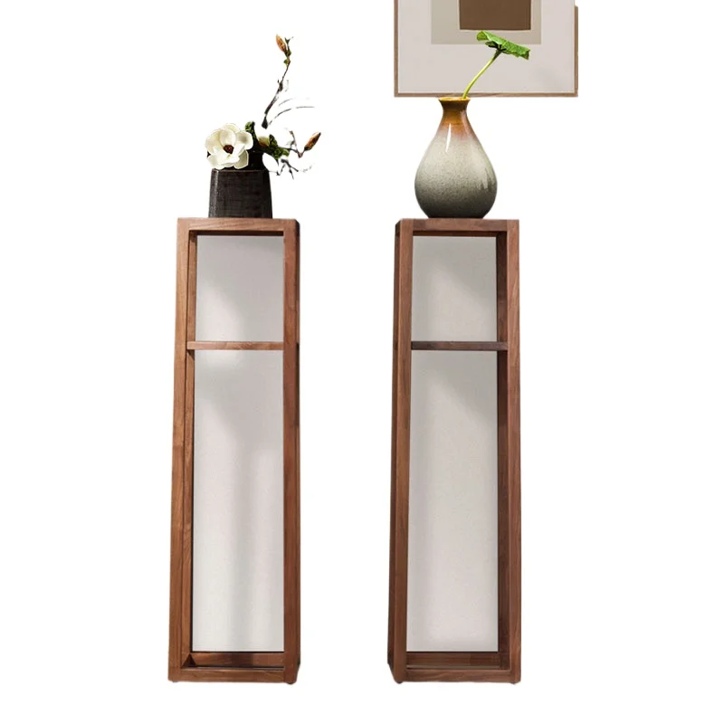 

Modern Simple North Walnut Shelf Nordic Solid Wood Flower Shelf Balcony Shelf