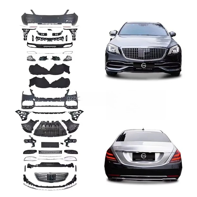 

W222 LCI to W222 May Bach Exterior Body Kits for Mercedes 2018-2020 W222 Upgrade Car Bumper Mid-Grill Diffuser