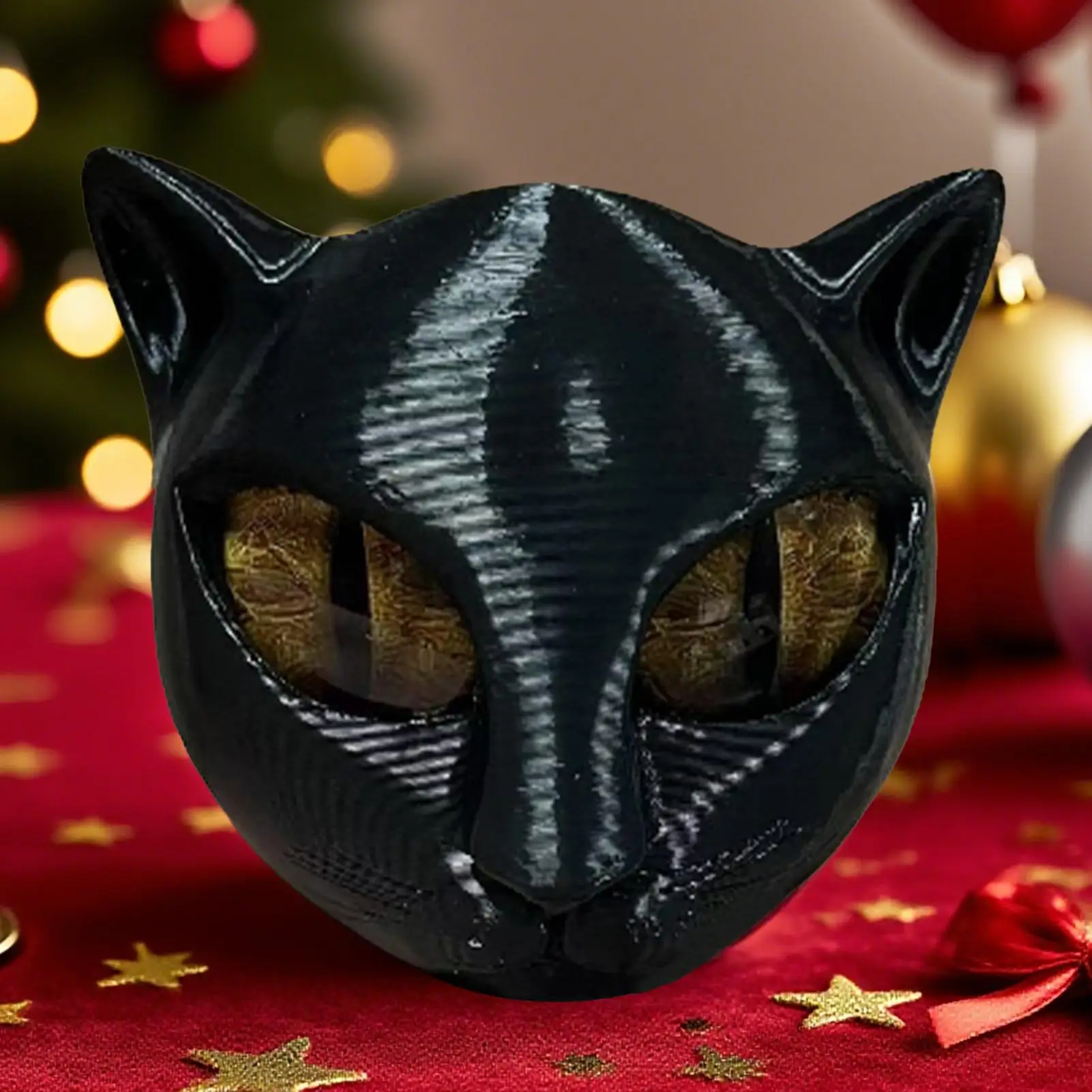 Black Cat Stone Figurine 3D Art Piece Cat Head Healing Stone Marble Texture Cat Stone Keepsake Gift Office Home Desktop Decor