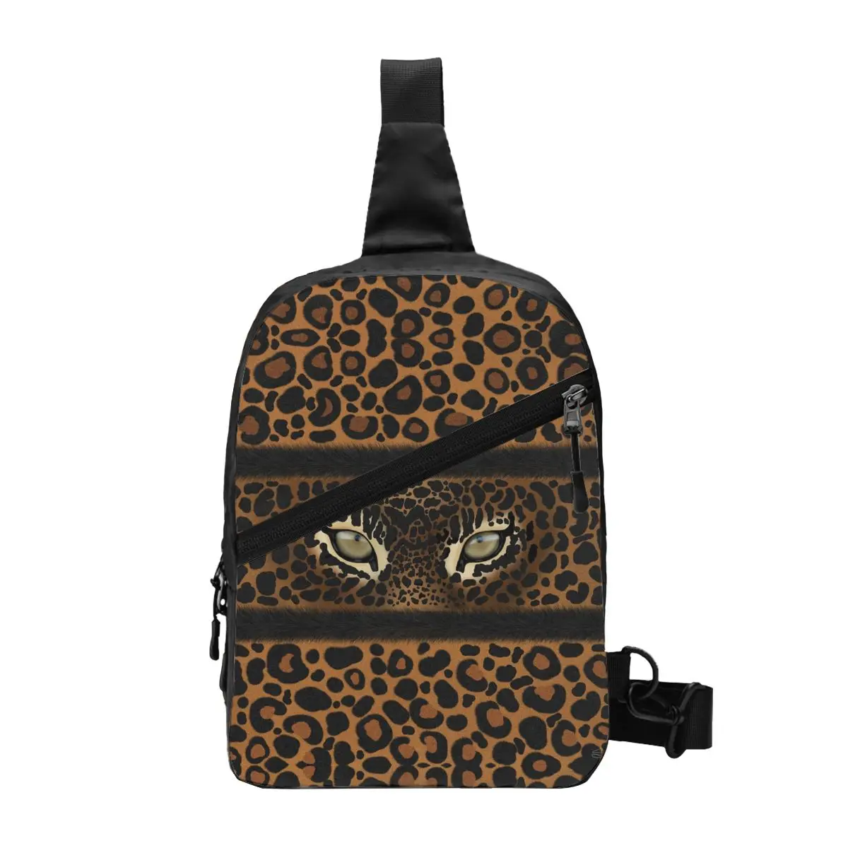

Custom Leopard Eyes Sling Chest Bag Animal Skin Print Crossbody Shoulder Backpack for Men Traveling Daypack
