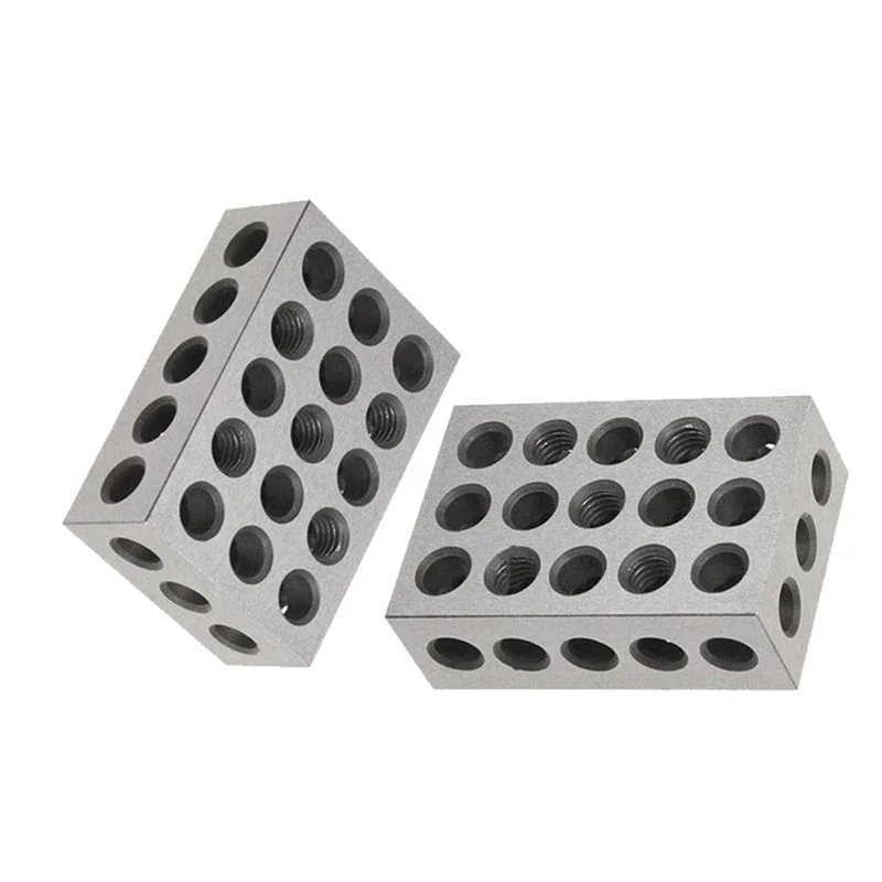 2Pcs/Pair 23 Holes Precision 25-50-75Mm Blocks Gauge Hardened Steel Parallel Block Set Matched Machinist Milling ToolT98C