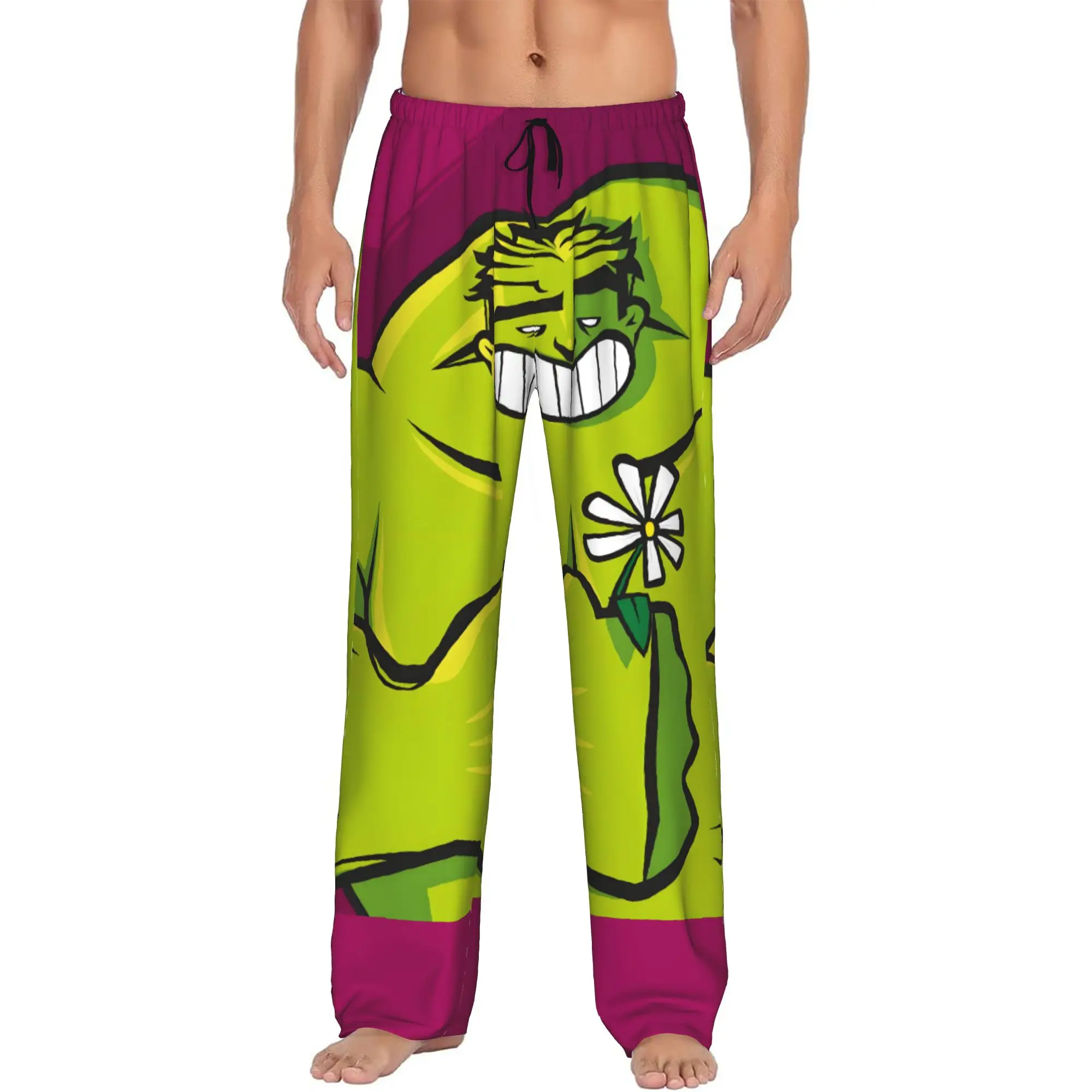 Pantalones de Pijama Personalizados con Diseño de H-Hulk, Ropa de Dormir para Hombre, Pantalones de Descanso Elásticos con Bolsillos