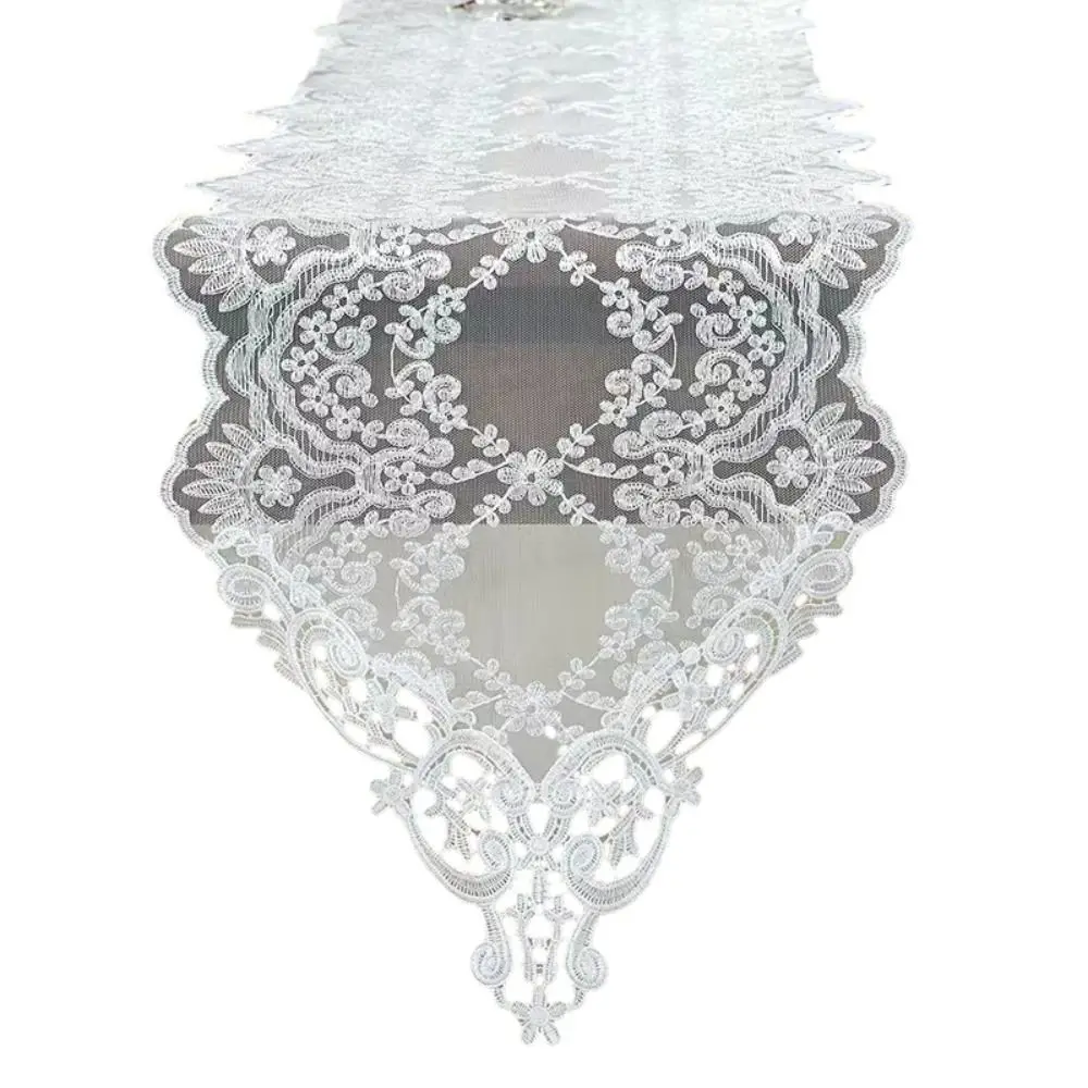 Delicate Terylene Table Runners White/Black/Brown 30*120/30*180 CM Tea Table Decorative Cloth White Lace Table Runner Dinning