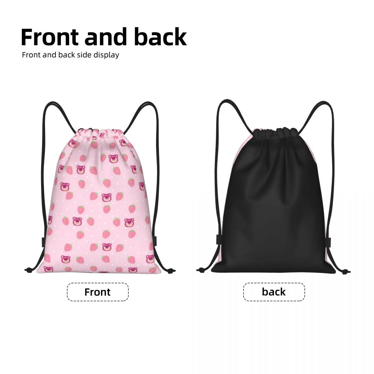 Custom Lotus Huggin Bear Pattern Drawstring Bag para homens e mulheres, Mochilas de treinamento de ioga, Sports Gym Sackpack