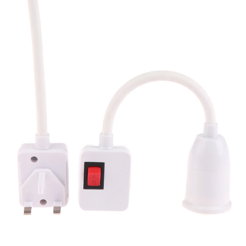 Ulife-Base de portalámparas E27 de acero inoxidable, adaptador de luz LED con interruptor de encendido/apagado, extensión Flexible