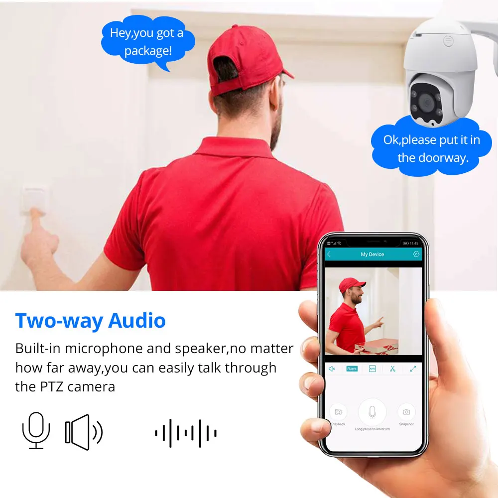 10X Zoom 4K POE PTZ IP Dome Security Camera Outdoor Color Night Vision CCTV Network Surveillance Cameras 8MP Two Way Audio 5MP