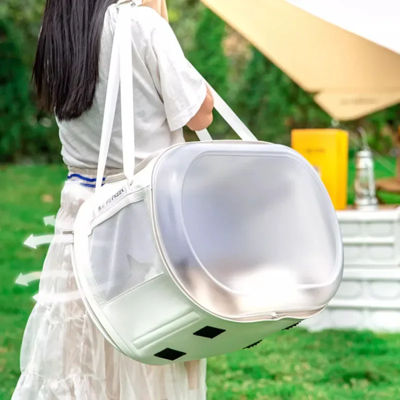 

Высокоэстетичная тележка для домашних животных, бесшумный шкив, переноска для кошек, вентилируемая портативная дорожная корзина для кошек, дышащая космическая капсула