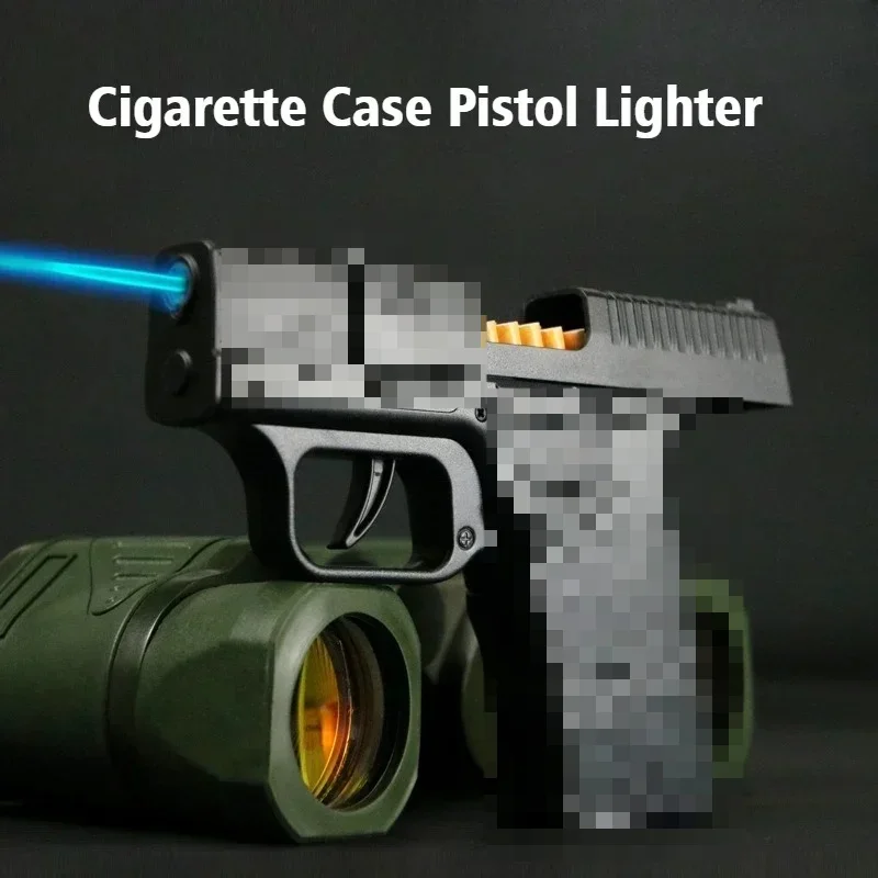 

Newest Gun Cigar Igniter Cigarette Case Pistol Lighter Inflatable Windproof Open Flame Cigarettes Lighters & Smoking Accessories