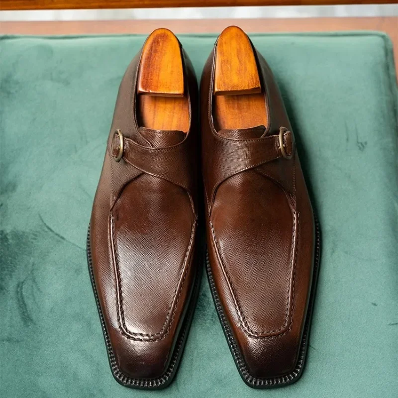 

Luxury Genuine Leather Mens Dress Shoes Handmade Quality Comfortable Autumn New British Style Fashion Wedding Party Shoes Male