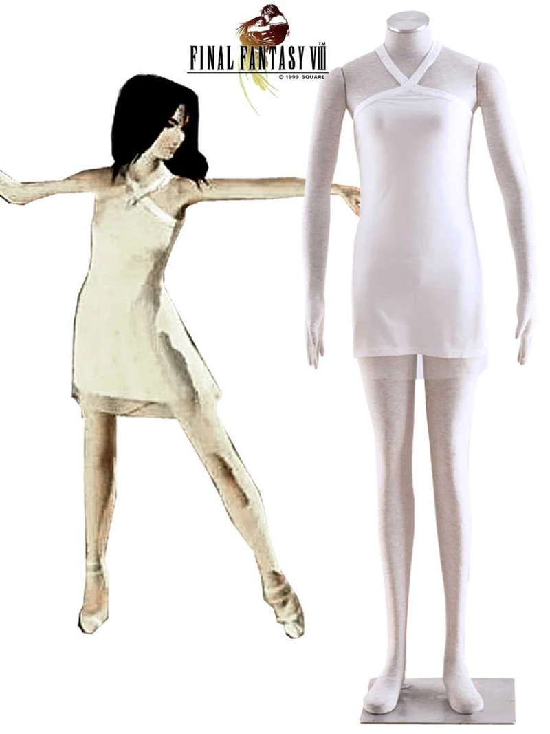 Game Final Fantasy VIII Rinoa Heartilly Cosplay Costumes Women White Party Dress