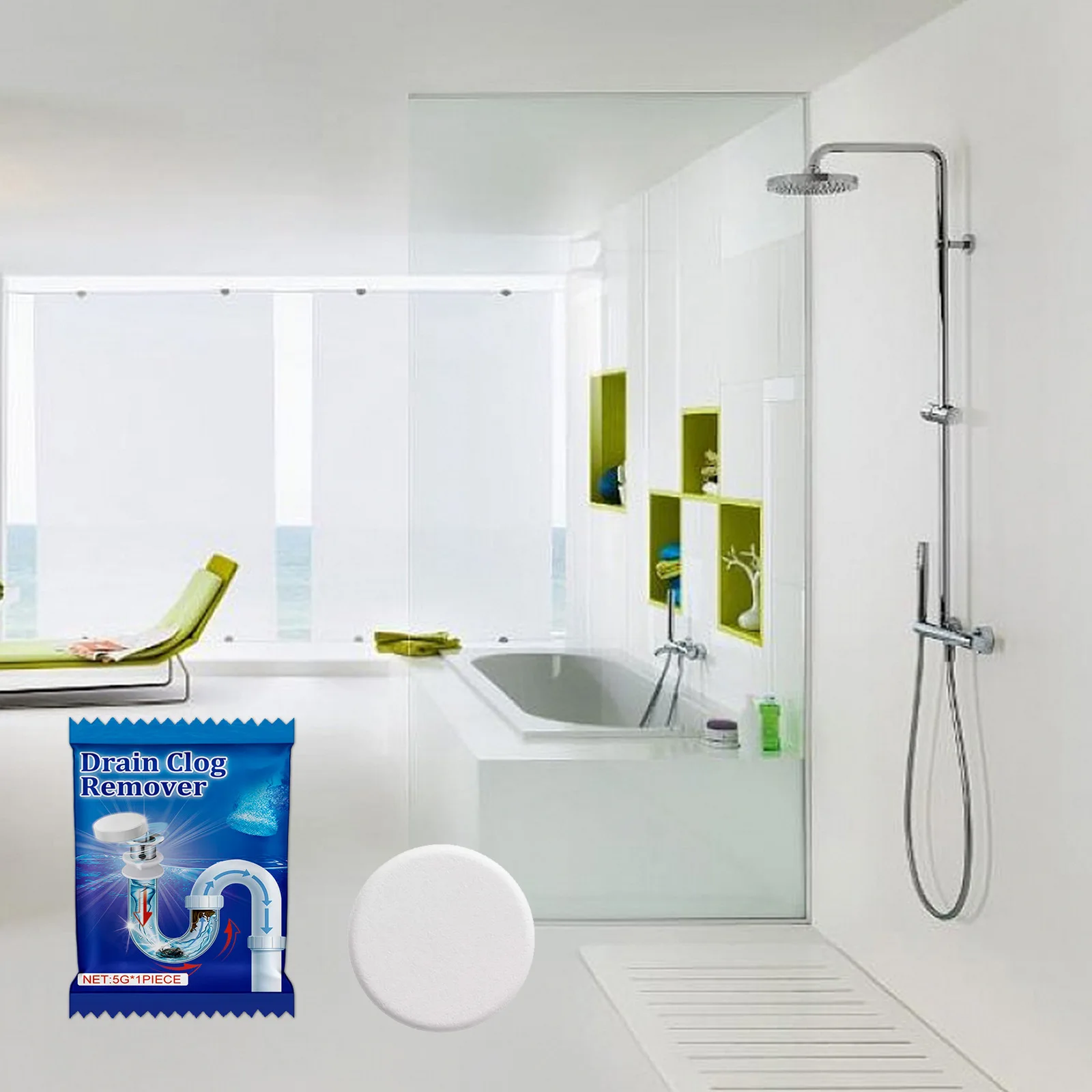 

Drain Cleaning Effervescent Tablets - Fast-Dissolving Pipe Unclogger for Sinks & Toilets, Removes Grease & Odors