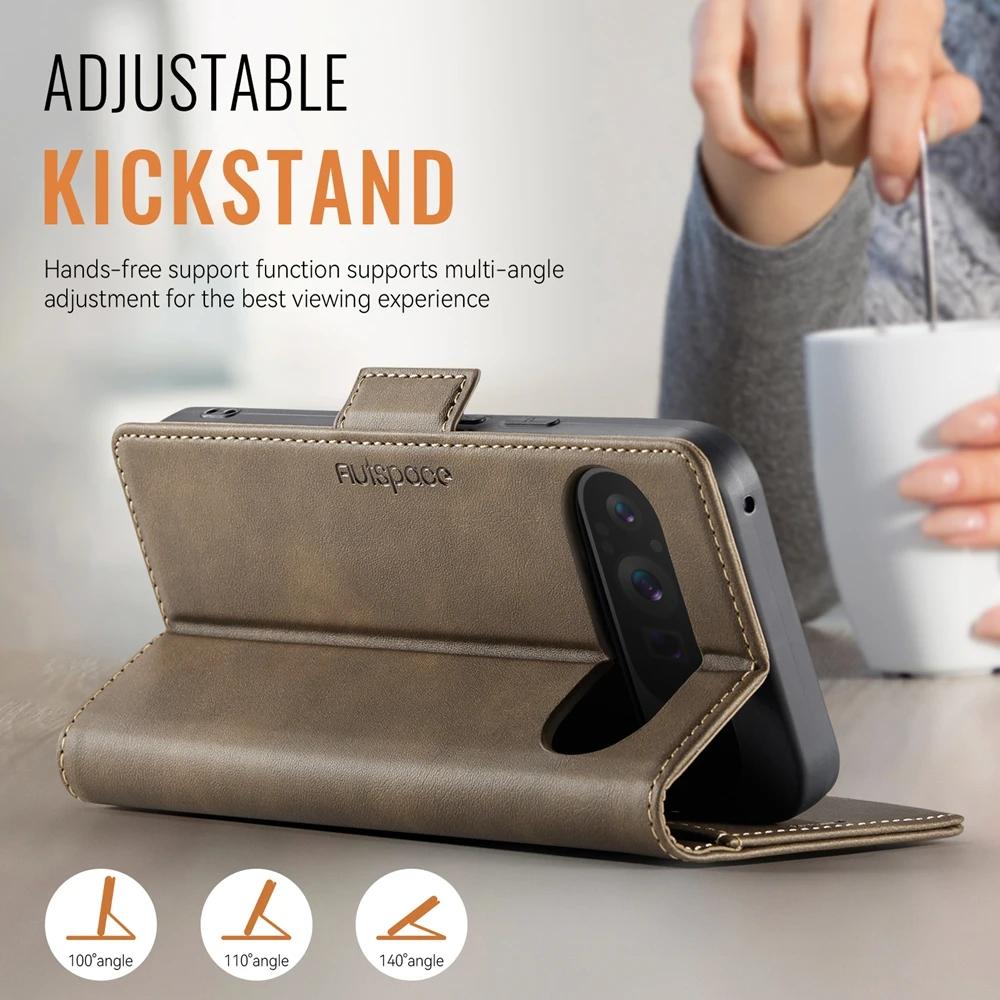 Capa de telefone magnética comercial para google pixel 10 9 8 a pro xl carteira suporte de couro bolso para cartão de dinheiro capa de carregamento sem fio