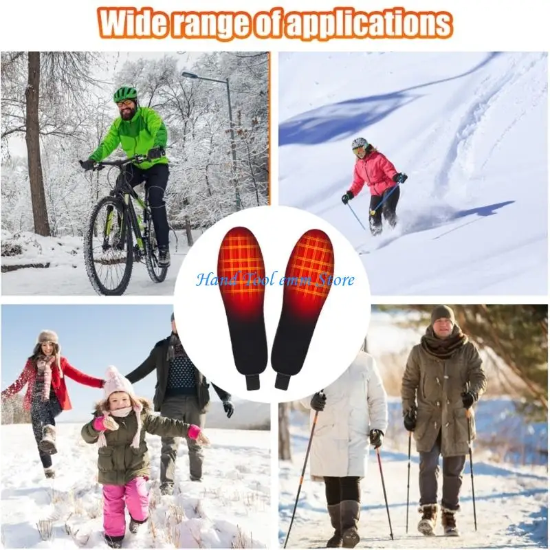 H37F Electric Heated Insoles with Remote Control Feet Warmer 3 Heat Setting Winter Heating Insoles for Outdoor Sports