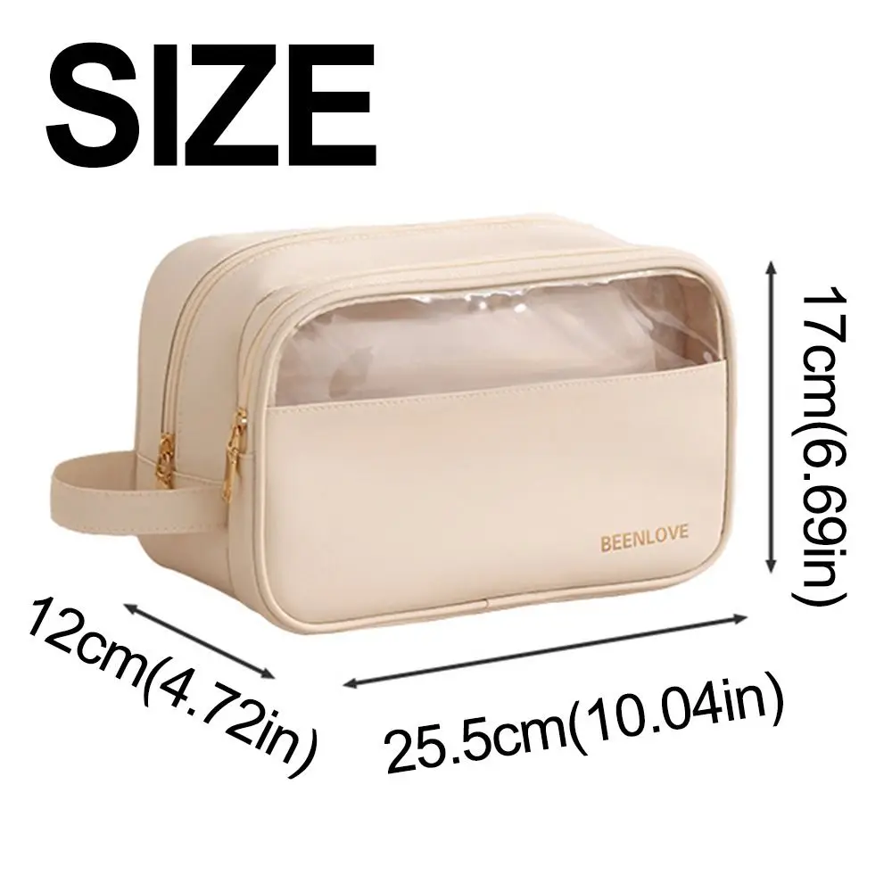 Ins Style Women Makeup Organizer Portable Waterproof Travel Cosmetic Pouch with Handle Large Capacity Toiletry Storage Case