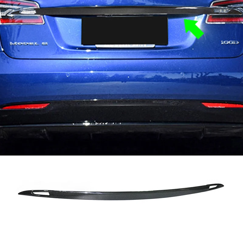 For Tesla Model S Carbon Fiber Auto Rear Trunk Tailgate Trim Sticker Car Trunk Door Strip Cover Auto Tuning Accessories Exterior