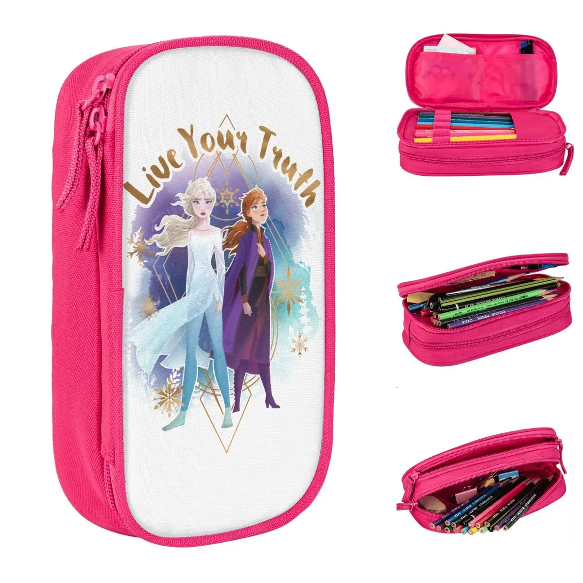 

Пенал «Холодное сердце Анна Эльза», пенал, коробка для ручек для девочек и мальчиков, большая вместительная сумка для студентов, школьные канцелярские принадлежности на молнии