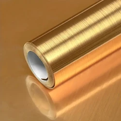 1 Roll Self-Adhesive Golden Brushed Contact Paper, Peel And Stick Wallpaper, Self-Adhesive Removable Wall Stickers, Refrigerator