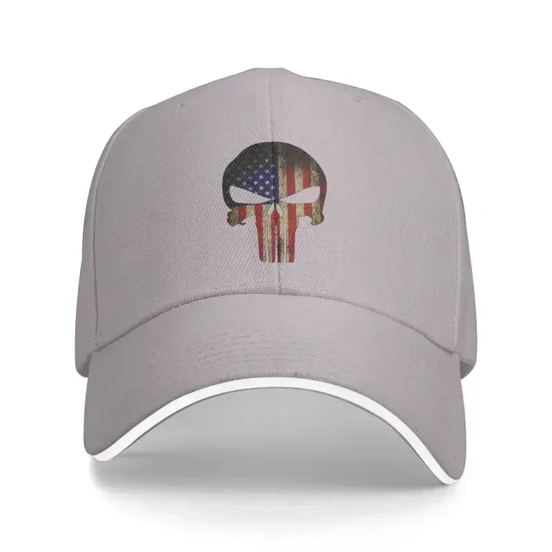 Custom Skull Baseball Cap Adult United States Flag Adjustable Dad Hat Men Women Sports