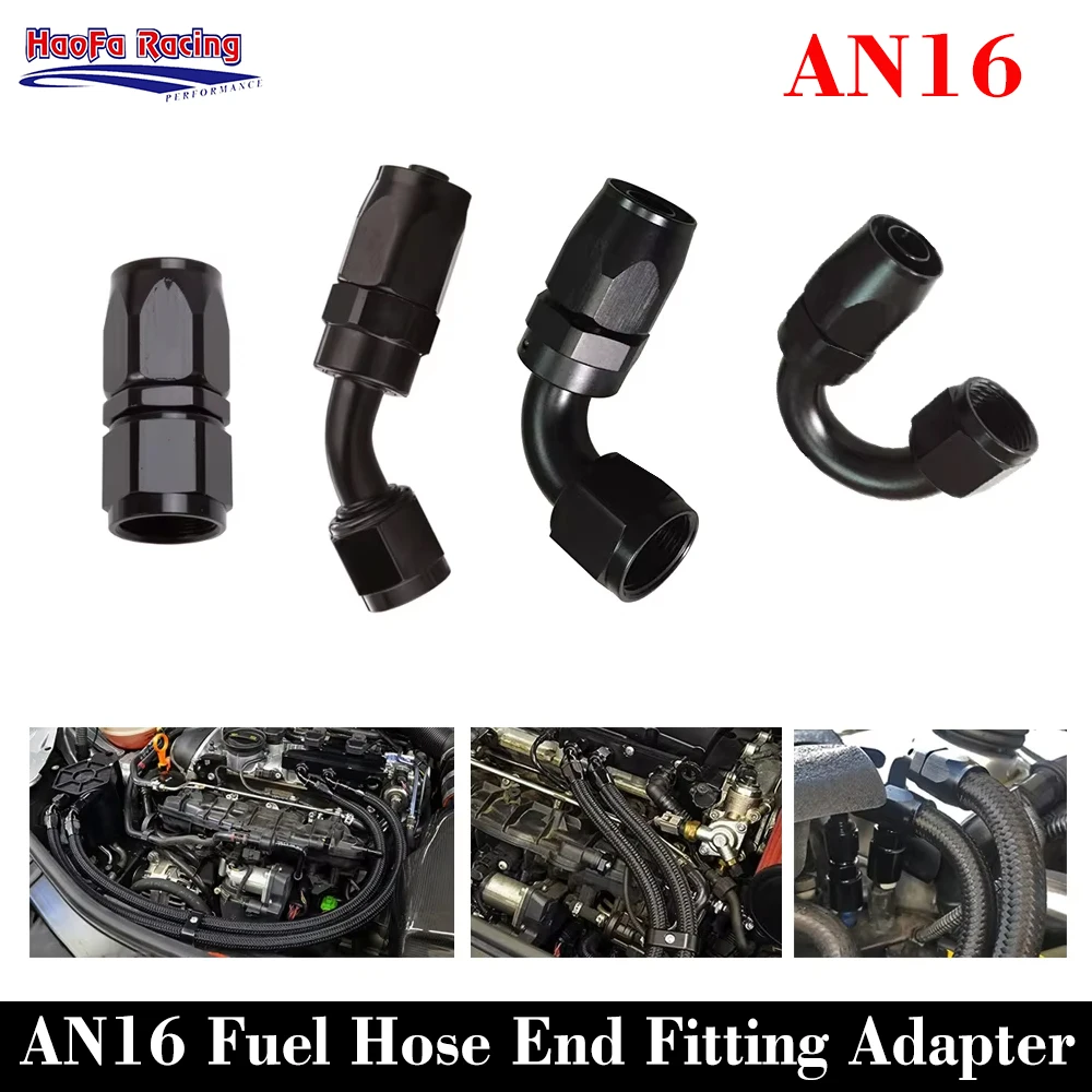 

AN16 Car Accessories 0/45/90/120/180 Degree Oil Fuel Hose End Fitting Adapter Aluminum Universal CPE Rubber Pipe Line Connector
