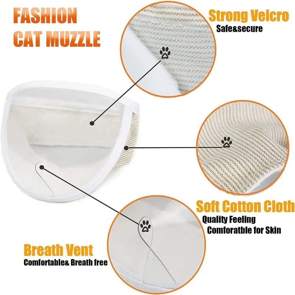 TONG Cat Anti Bite Muzzles Breathable Transparent Cat Helmet Adjustable Kitten Mask  for Nail Trimming Grooming