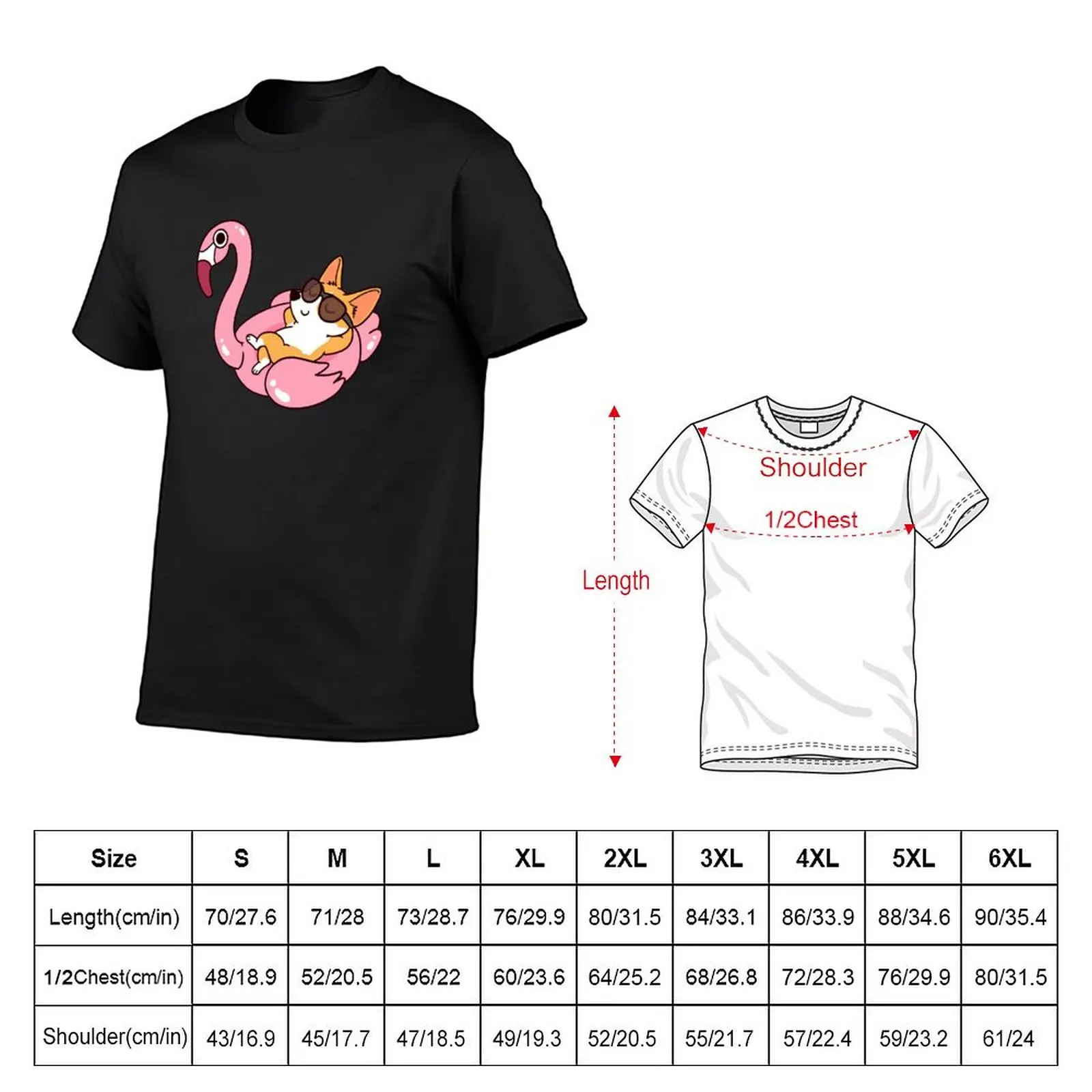 Corgi and Flamingo Pool Float Summer T-Shirt vintage anime shirt oversized t shirt animal prinfor boys mens fashion