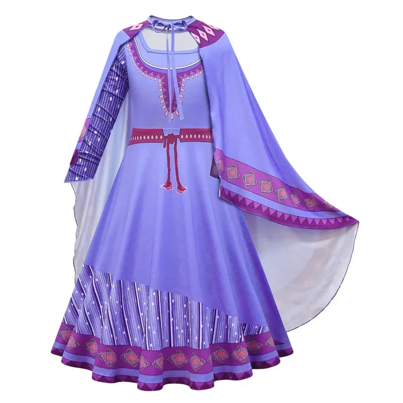 2024 ใหม่ภาพยนตร์ Wish Asha เครื่องแต่งกายสําหรับเด็กผู้หญิงเด็กชุดเจ้าหญิง Halloween Party Dresses Vestido Outfit