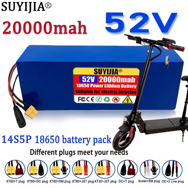 52V 20000mah 18650 14S5P Large Capacity Lithium Battery, Suitable for Electric Tools for Motorcycles, RVs Camping Backup Battery