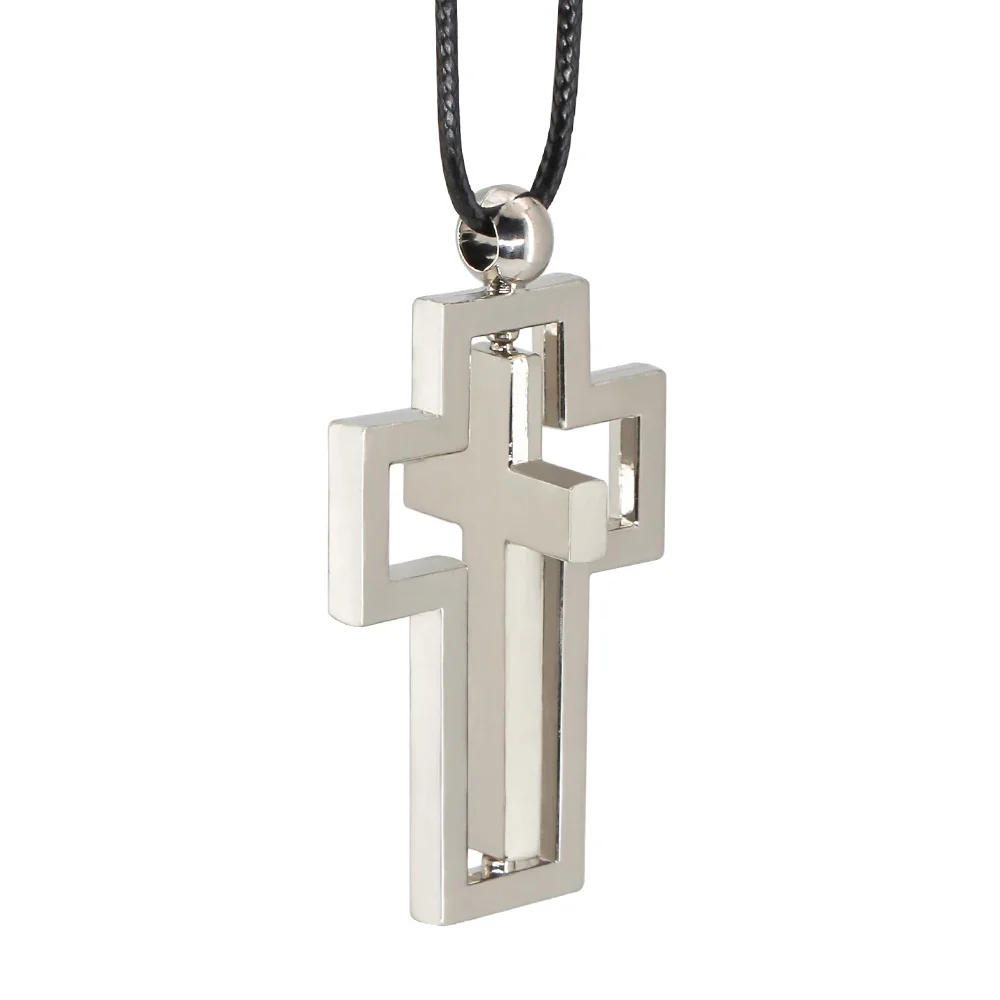 New Fashion Double rotating Jesus Cross Car Pendant Rearview Mirror Decoration Ornaments Automobiles Interior Cars Accessories