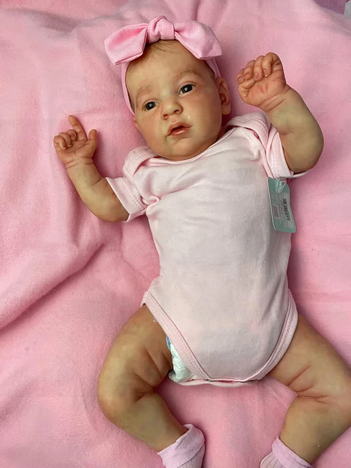 NPK 50cm Maryann Lifelike Reborn Doll with Soft Body Hand-Painted Detailed Features Visible Veins Realistic 3D Skin Tone