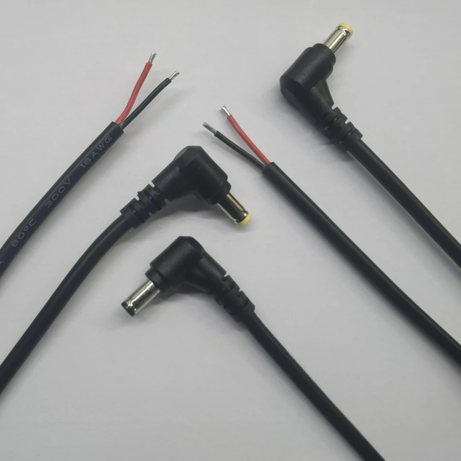 

16AWG L-образный кабельный разъем постоянного тока 5,5X2,1 мм, прямоугольный шнур, кабель 5,5 x 2,5 мм, вилка питания, разъем 18AWG, штекерный кабель
