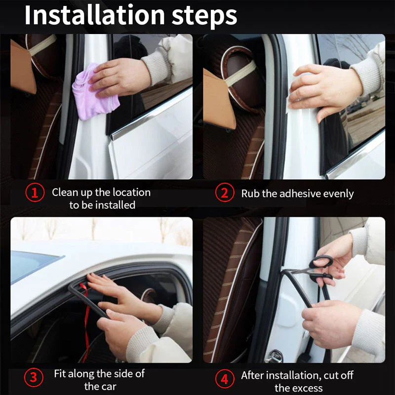 Car Door Rubber Seal Strips Auto Soundproof Sealing Stickers for Car Door Trunk Sound Insulation Self-adhesive Sealing Interior