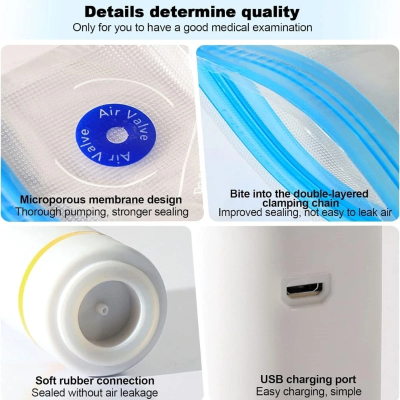 Máy hút chân không mini có thể sạc lại Túi đựng thực phẩm có dây kéo Máy hút chân không cầm tay