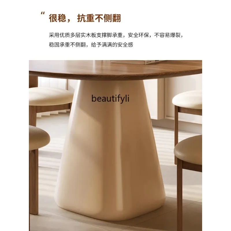 Q132 Mid-Ancient Cream Style Solid Wood Dining Tables and Chairs Set French Household Modern Simple 1 M Square Dining Table