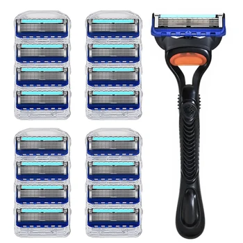 Retro Stainless Steel Manual Shaver with 5-Layer Razor Blade Reusable Wet Shaving Scratch…