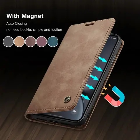 Magnetic Leather Wallet Phone Case for iPhone CaseMe