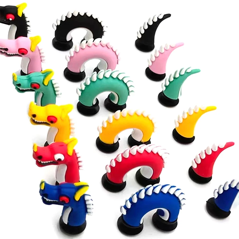 1Set Cartoon Chinese Dragon PVC Hole Shoe Charms accessori per scarpe divertenti fai da te decorazioni per serpenti regalo con fibbia