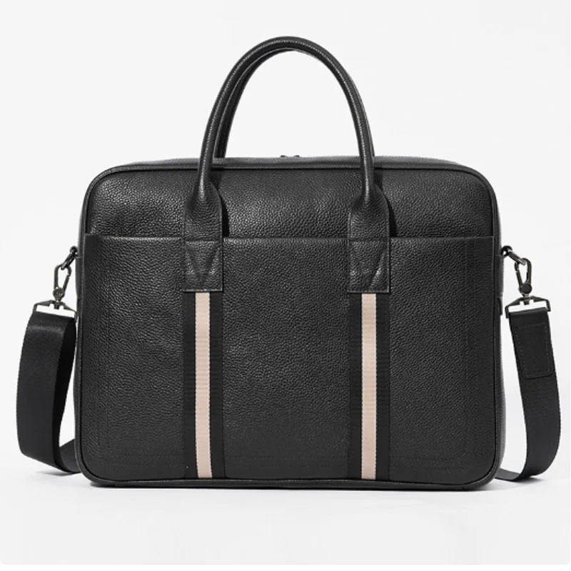 

New men's leather briefcase, high-quality casual men's bag, luxurious large capacity travel bag, one shoulder luxury handbag
