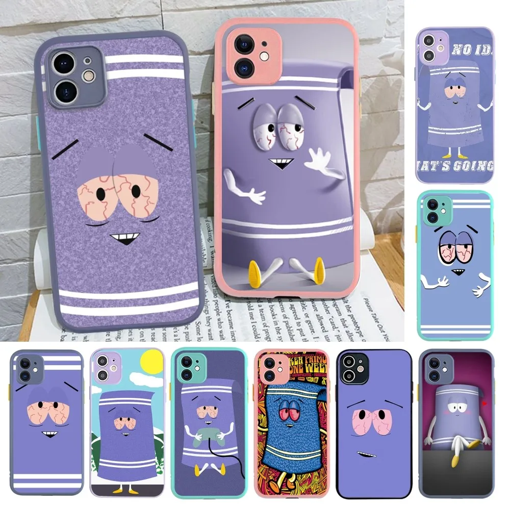 S-South Park Towelie Phone Case For iPhone 14 X XR XS 7 8 Plus 11 12 13 pro MAX 13mini Matte Shockproof Case